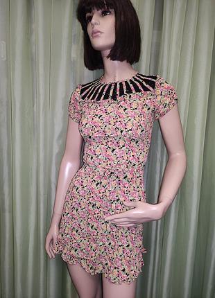 Платье - мини бренда "topshop",69 6, с ажуром, 100%вискоза.