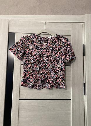 Блузка h&m з коротким рукавом рожево-ягідні тони