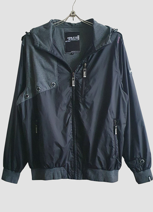Мужская куртка ветровка с капюшоном бомбер henleys р.l