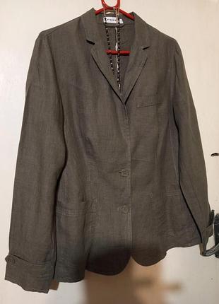 Льняной-100% хаки бохо пиджак-жакет-блейзер с карманами без подкладки большого размера public