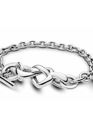 Браслет пандора сплетені серця срібло 925