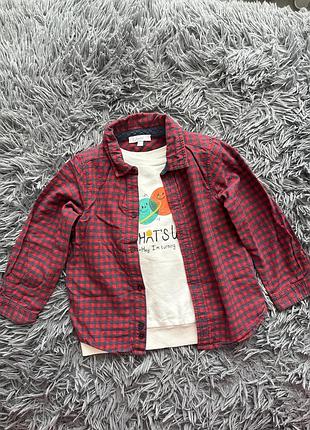 Комплект сорочка в клітинку з регланом 92-98р