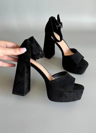 Босоножки, арт. 1087, черные, экозамша