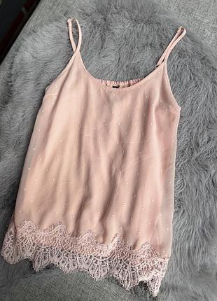 Блуза майка з мереживом вільного крою