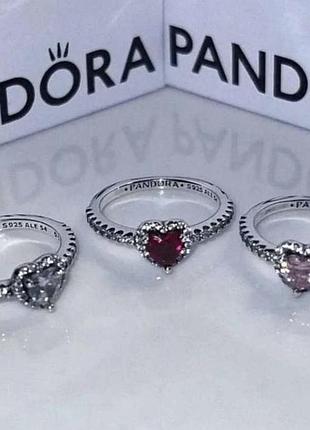 Каблучка кільце пандора pandora колечко з сердечком серце прозоре срібло s925 з логотипом