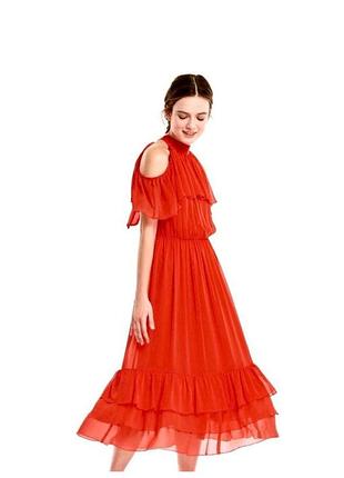 Платье вечернее коктейльное must have & elenareva xs s красное с рюшами