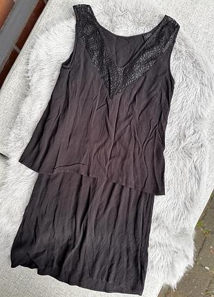 Сукня плаття чорна з мереживом легка літня вільного крою