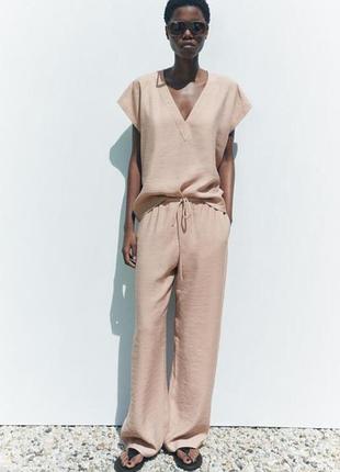 Новые брюки штаны свободного кроя из вискозы zara
