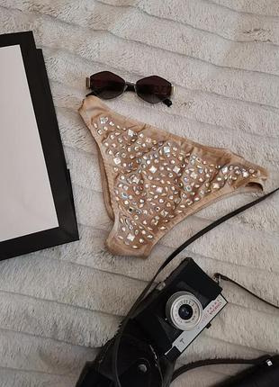 Ликвидация!!️трусики плавки камушки стразы низ купальника беж телесный