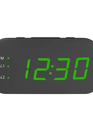 Настільний електронний годинник з будильником зелений