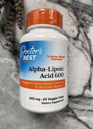 Doctor's best, альфа-ліпоєва кислота 600, 600 мг, 60шт