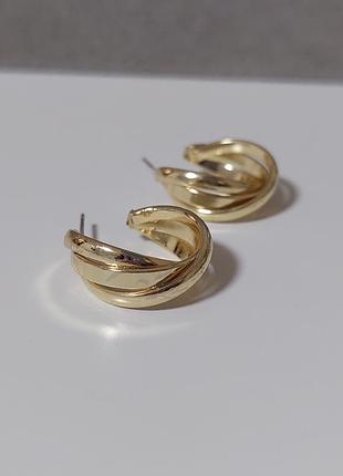 Серьги кольца тройные bs062 золотистые