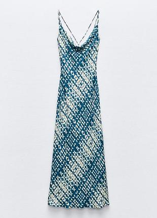 Сукня на тонких брителях в принт zara s-m