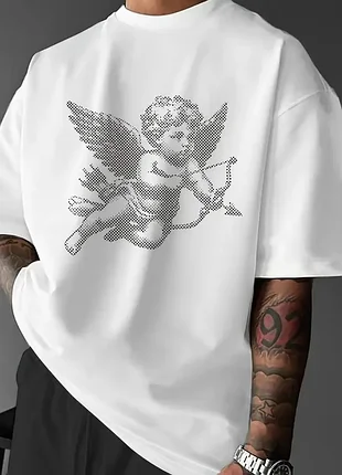 Мужская повседневная футболка с круглым вырезом с графическим принтом cupid angel