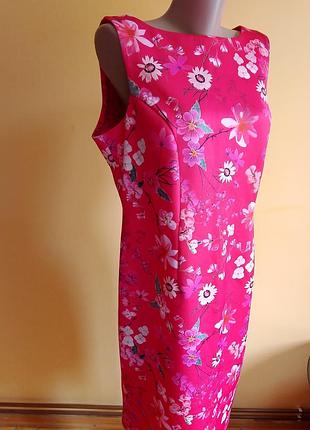 Платье розовое цветочное принт на молнии