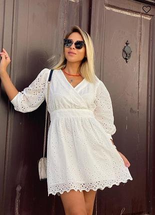 Біла літня міні сукня з прошви сарафан mavi x zara