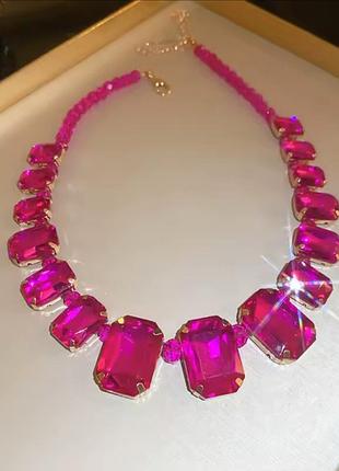 Кольє жіноче малинове