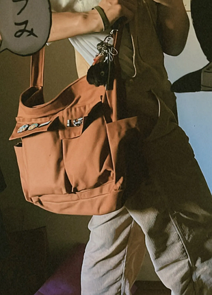 Сумкаиновая шоппер большая прочная из холщевой ткани