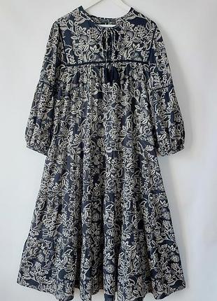 Новое хлопковое свободное платье с кружевом р-р 16-18.