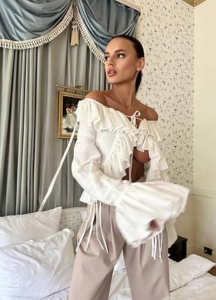 Трендовый топ с воланами и расклешенными рукавами ❤️‍🔥