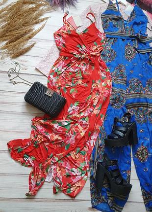 Красива довга квіткова сукня плаття назапах  з поясом