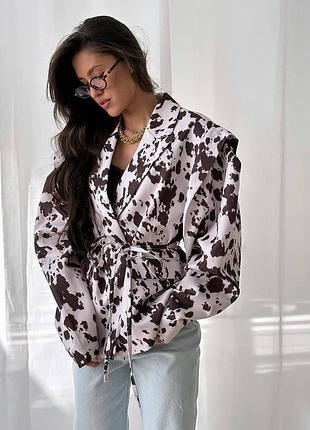 Эффектный трендовый пиджак свободного кроя в анималистичный принт 🐮