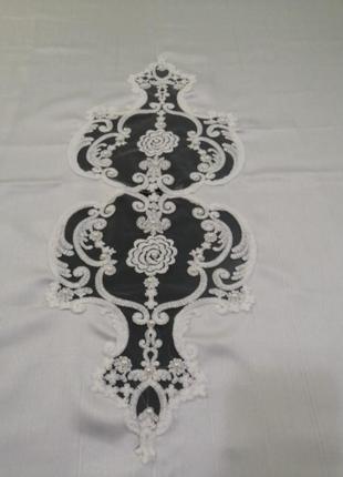 Шикарная скатерть с кружевом, жемчугом, 160*220, пр-во турция