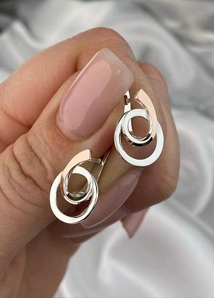 Серебряно-золотые серьги спиральки