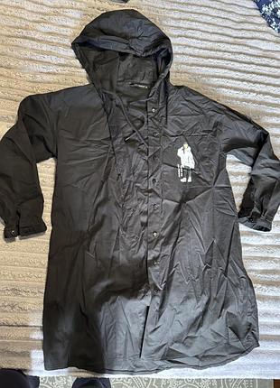 Котонова чорна сорочка з капюшоном