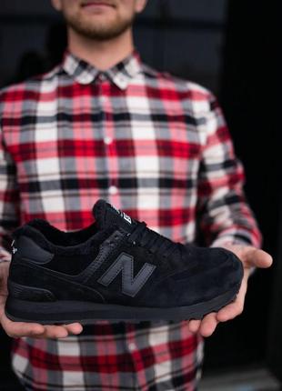 ❄️🖤new balance 754 black fur🖤❄️чёрные мужские зимние кроссовки нб