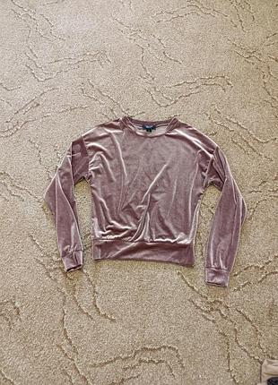 Реглан, лонгслив розовый велюр