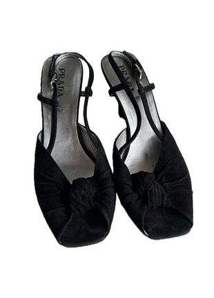 Брсоніжки слингбэки слінгбеки prada замшеві чорні 38-38,5