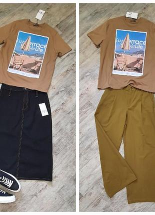 Самая тонкая хлопковая футболка zara с принтом. цвет и качество-топ.4 фото