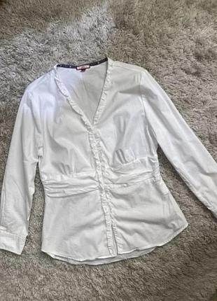 Базовая блуза рубашка хлопок с драпированным поясом