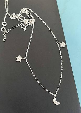 Серебряное колье луны и звезды