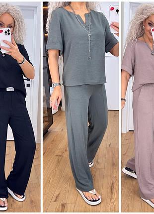 Легкий брючный костюм жатка
