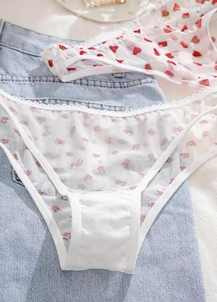 Новые шикарные женские трусики в сеточку размера м белые эротическое белье