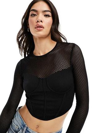 Корсетный топ с сеточкой bershka, y2k sk8