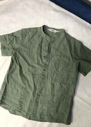 Лляна сорочка з коротким рукавом теніска