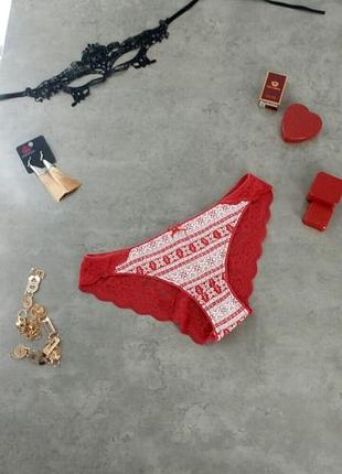 Красные кружевные трусики boux avenue