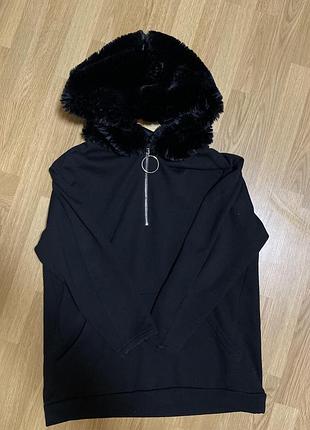 Утеплене худі з хутряним капюшоном