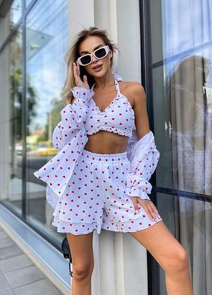 Мусліновий костюм в сердечка