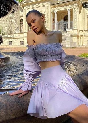 Розпродаж❤️‍🔥легкий літній жіночий костюм зі спідницею та топом на резинці