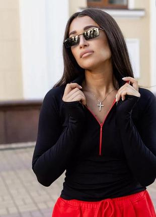 Женский современный лонгслив с красной молнией дайвинг