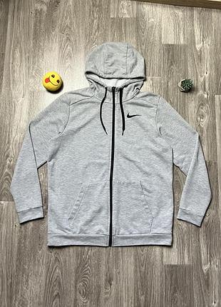 Сіре чоловіча зіп-худи nike light dri-fit оригінал в ідеальному стані найк драй фіт дріл