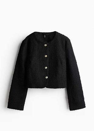 Твидовый жакет h&m, твидовый пиджак, черный