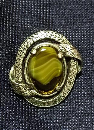 Miracle винтажная  шотландская брошь состареное олово,, шотландский агат, стекло /12209/