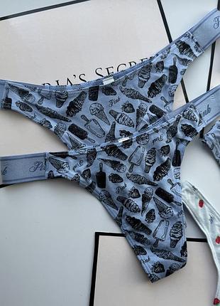 Трусы victoria’s secret оригинал синие хлопок стринги трусики
