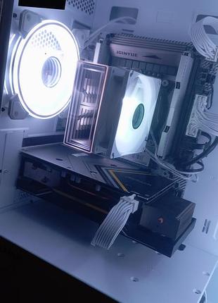 Игровой пк e5-2640v4, rx5600xt 6gb, 16gb ddr4, ssd 500gb, argb, белый корпус, мощное охлаждение1 фото