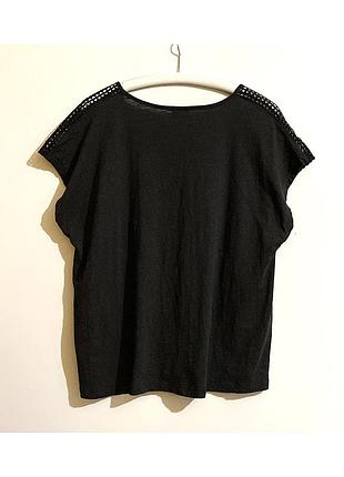 2xl-3xl-4xl хлопок натуральная футболка женская короткая черная кружево3 фото